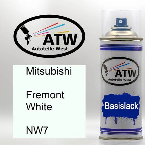 Mitsubishi, Fremont White, NW7: 400ml Sprühdose, von ATW Autoteile West.